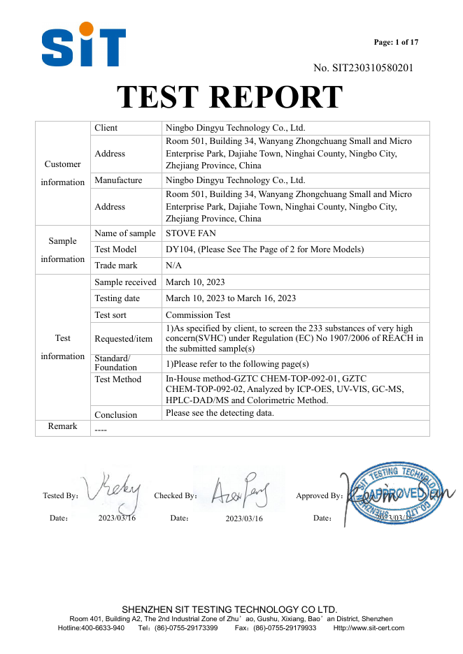 First page of REACH SVHC Report