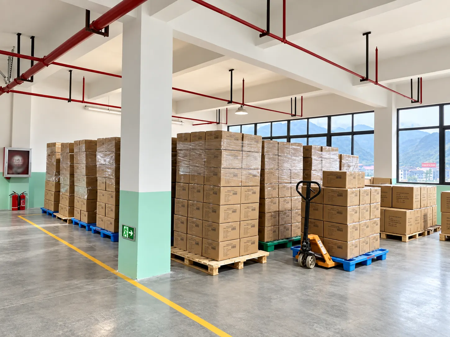 Packed-order staging at the stove fan production facility
