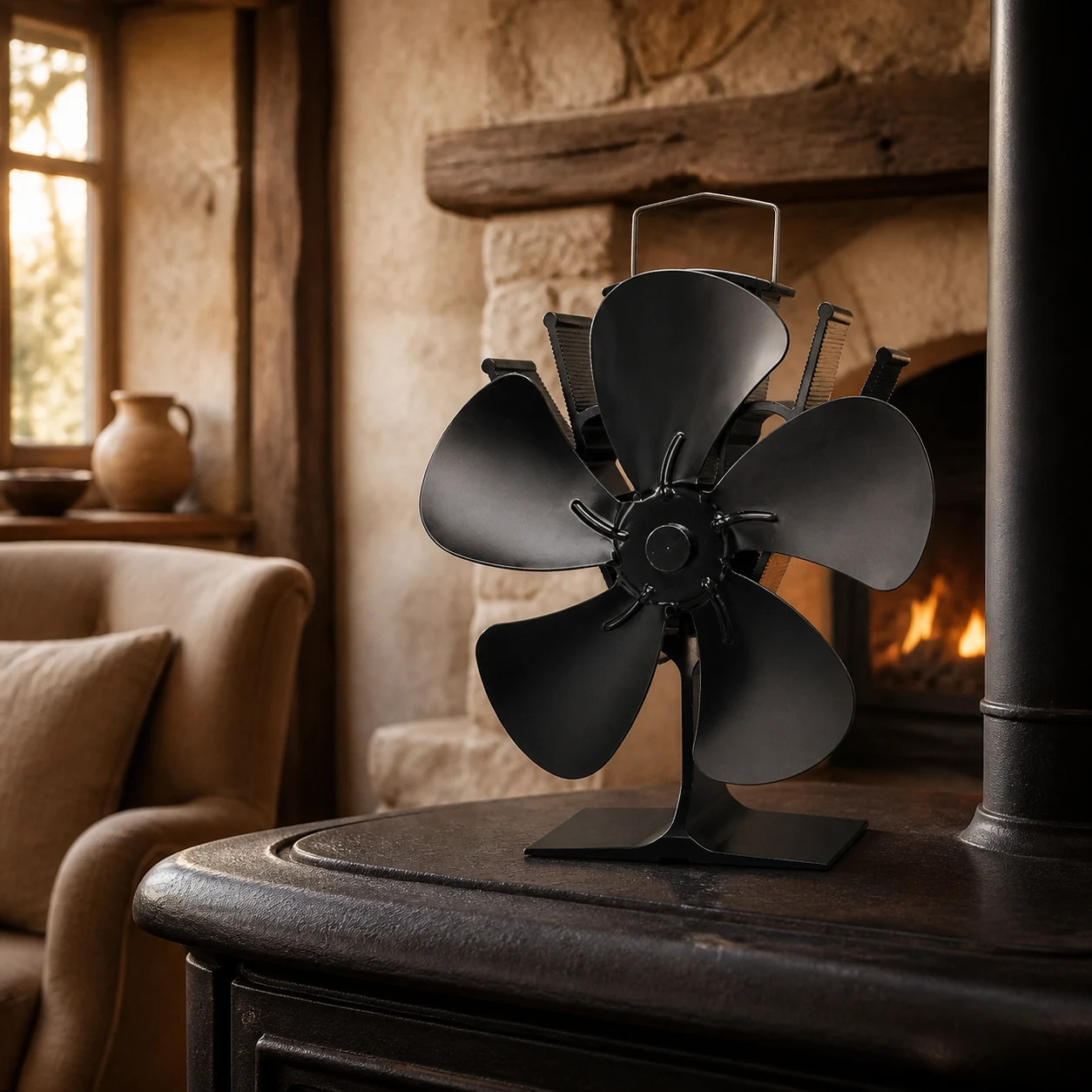 Classic Wood-Burning Stove Fan view 1