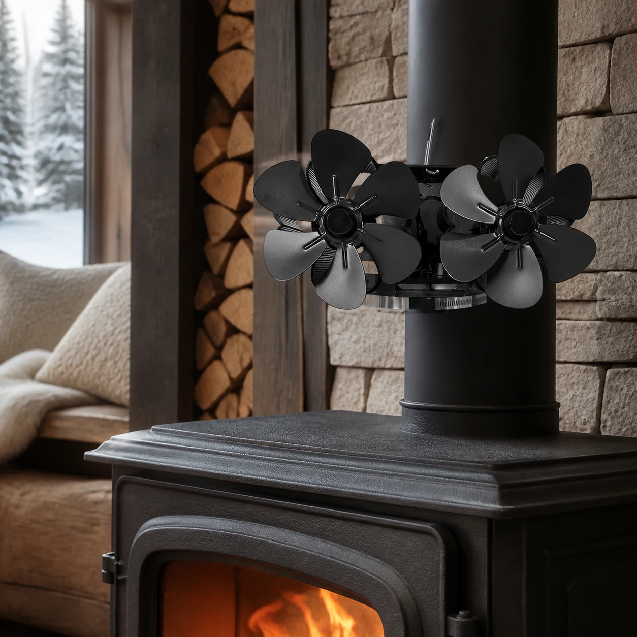 Dual-Motor Thermal Fireplace Fan view 1