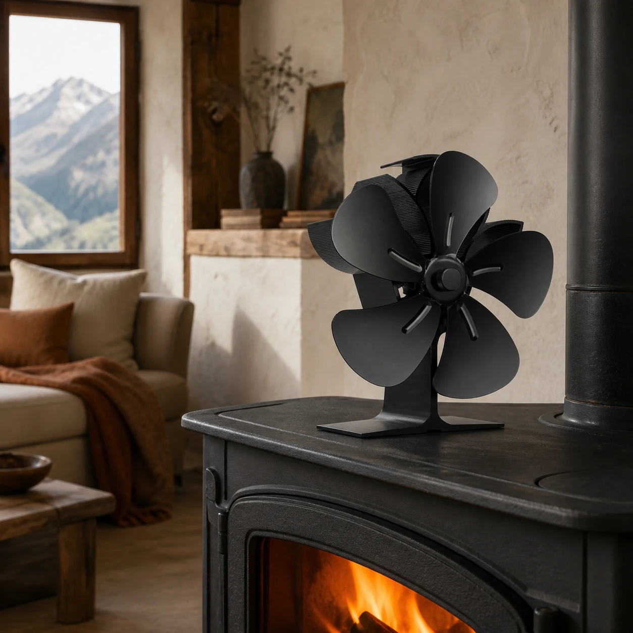 Heat-Powered Five-Blade Fireplace Fan view 1